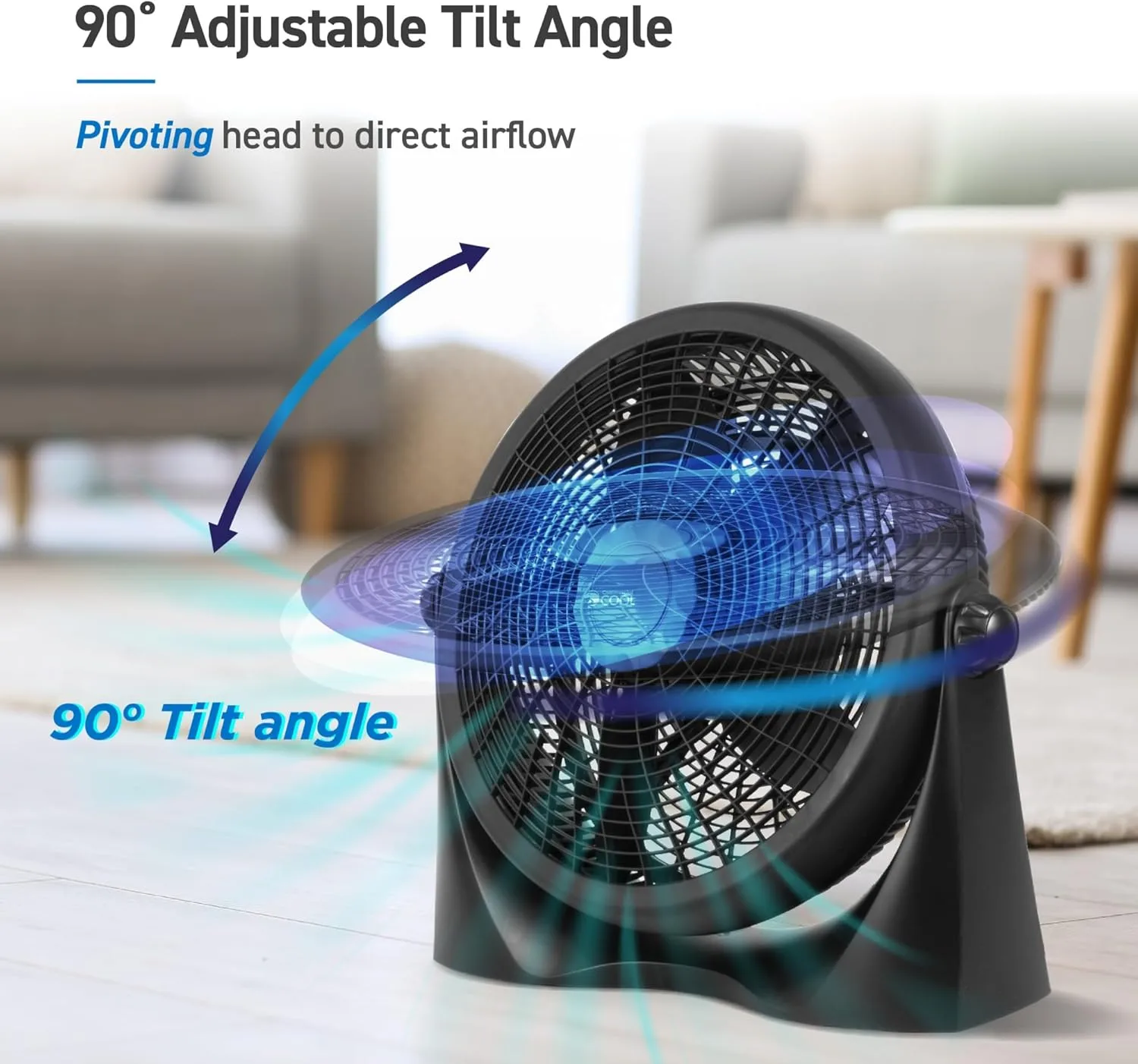 Commercial Cool 16in High-Velocity Floor Fan, 19-3/16inH x 20-9/16inW x 6-7/16inD, Black