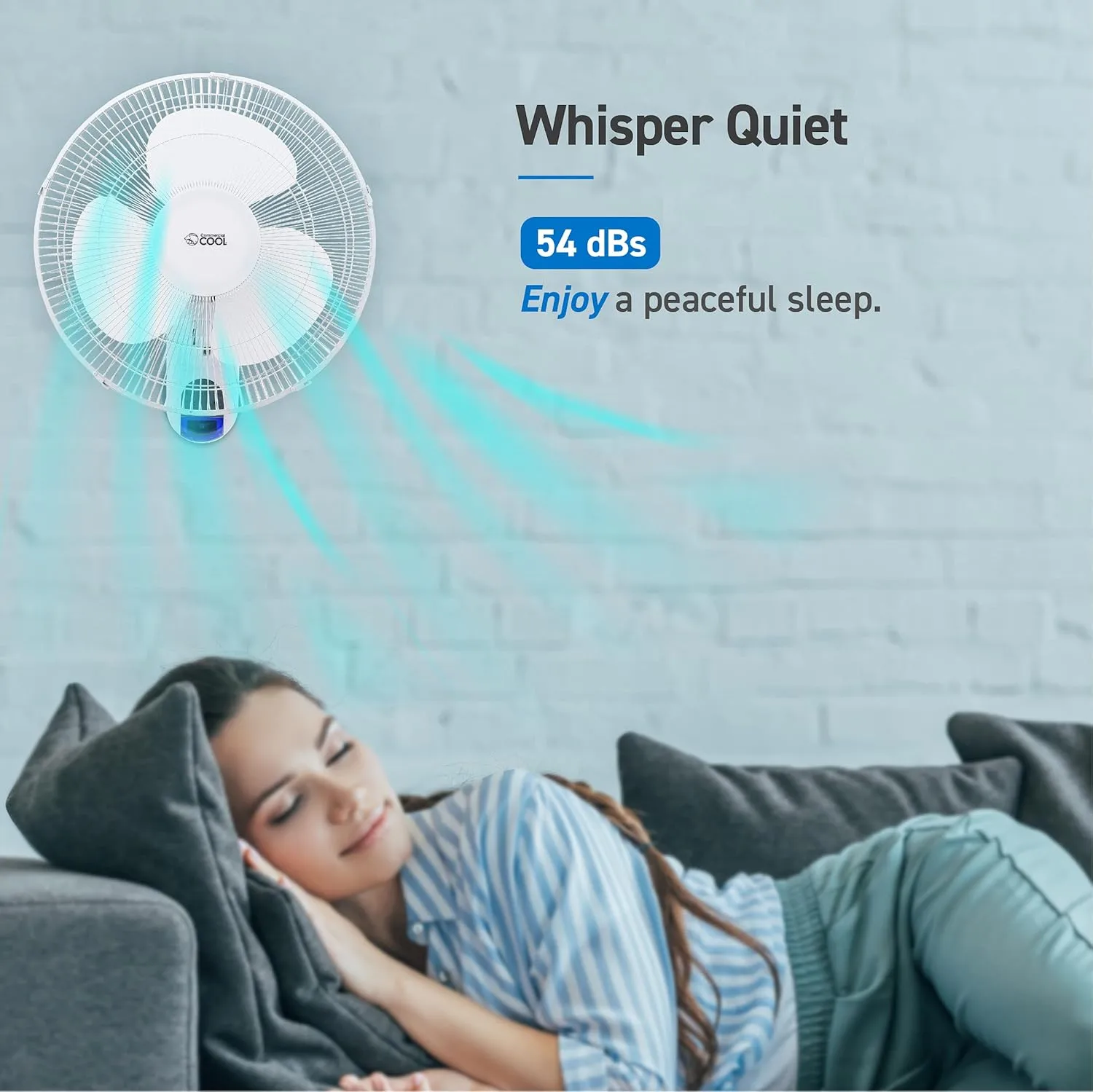 Commercial Cool 16in Adjustable Wall Fan With Remote, 18inH x 17inW x 12inD, White