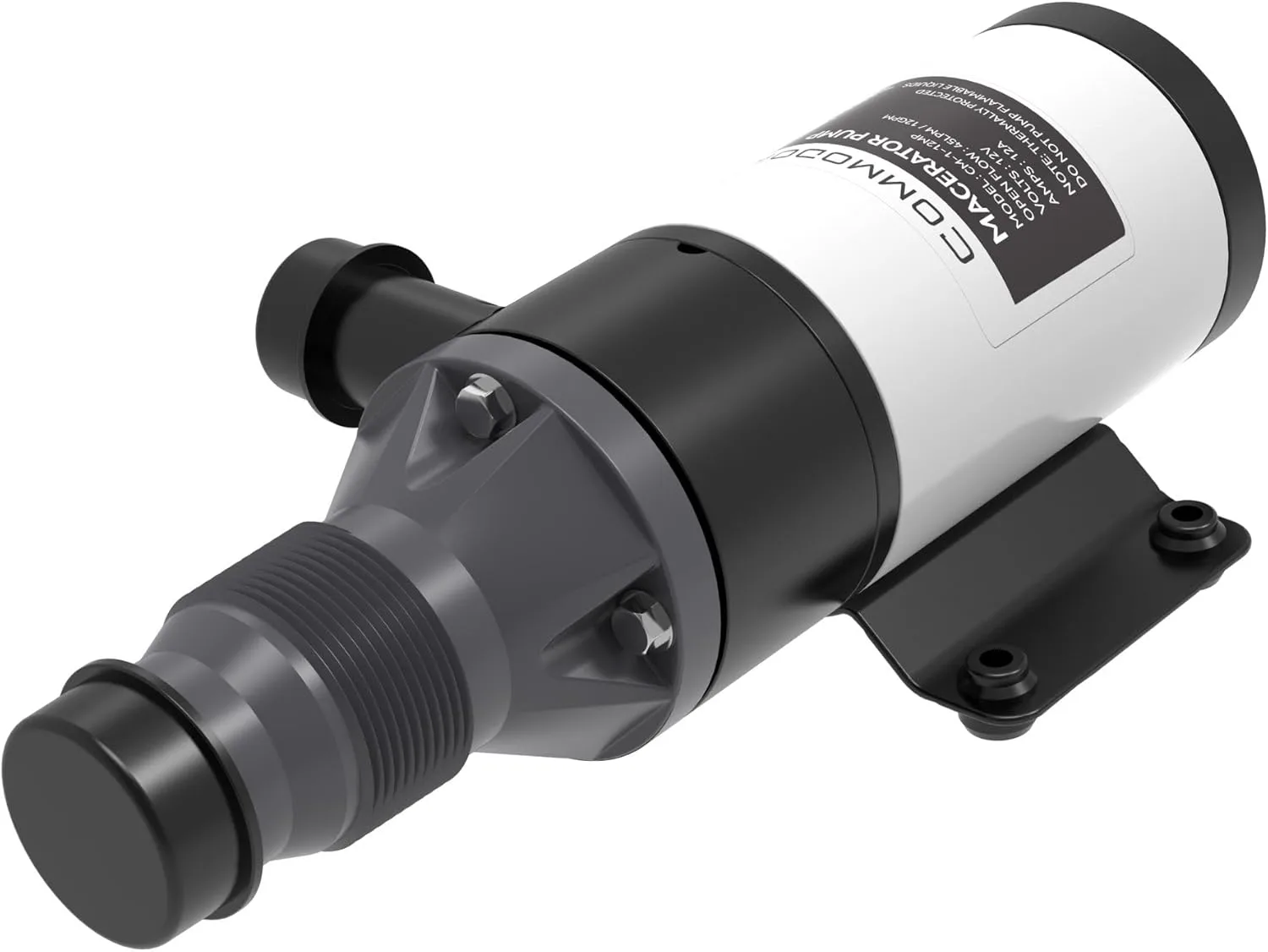 COMMODORE 12 GPM / 45 LPM Open Flow - 12V Macerator Pump for RV & Marine | Quad-Blade Chopping Design | Anti-Clog