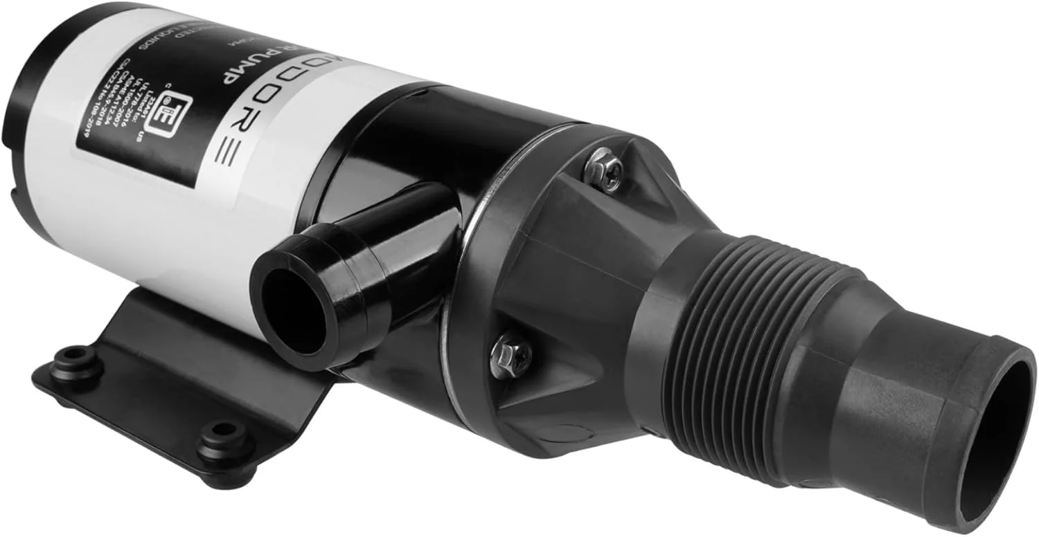 COMMODORE 12 GPM / 45 LPM Open Flow - 12V Macerator Pump for RV & Marine | Quad-Blade Chopping Design | Anti-Clog