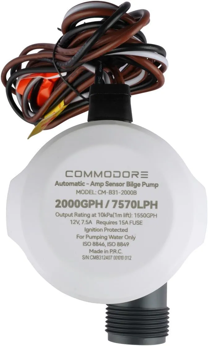COMMODORE 31B-Series Automatic Bilge Pump - 2000 gallons per hour / 12V