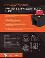 Commodore 4-Position Compact Dual Battery Selector Switch