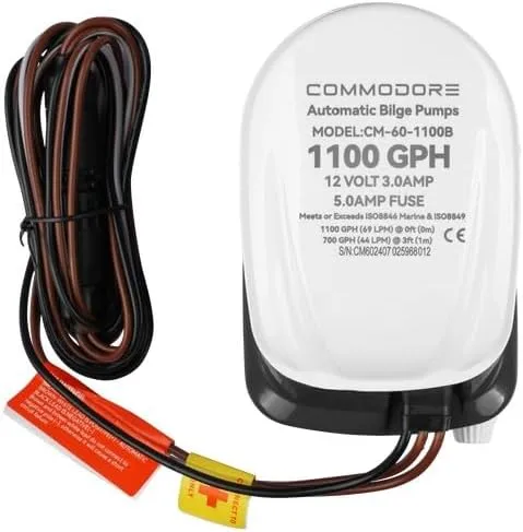 COMMODORE 60-Series 1100GPH / 12V Automatic Bilge Pump