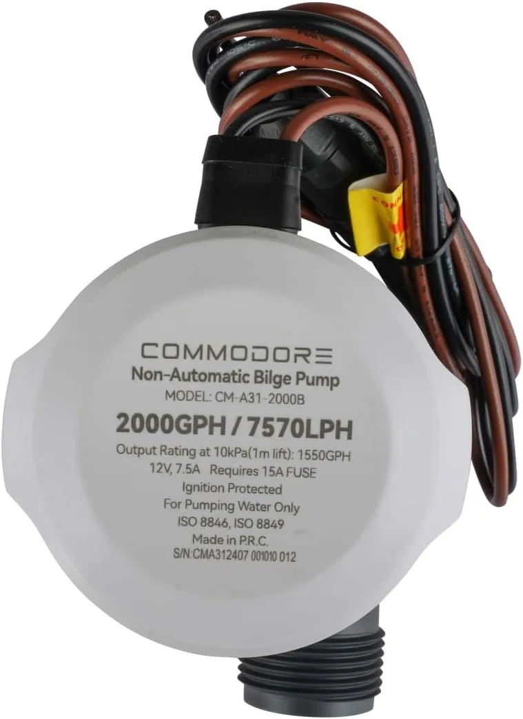 COMMODORE 31A-Series Non-Automatic Bilge Pump - 2000 gallons per hour / 12V