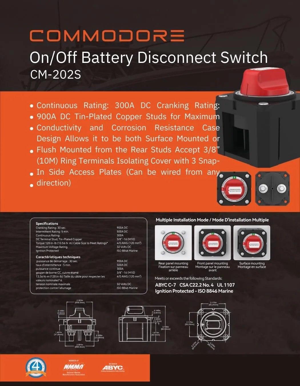 COMMODORE On/Off Battery Disconnect Switch