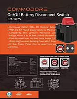 COMMODORE On/Off Battery Disconnect Switch
