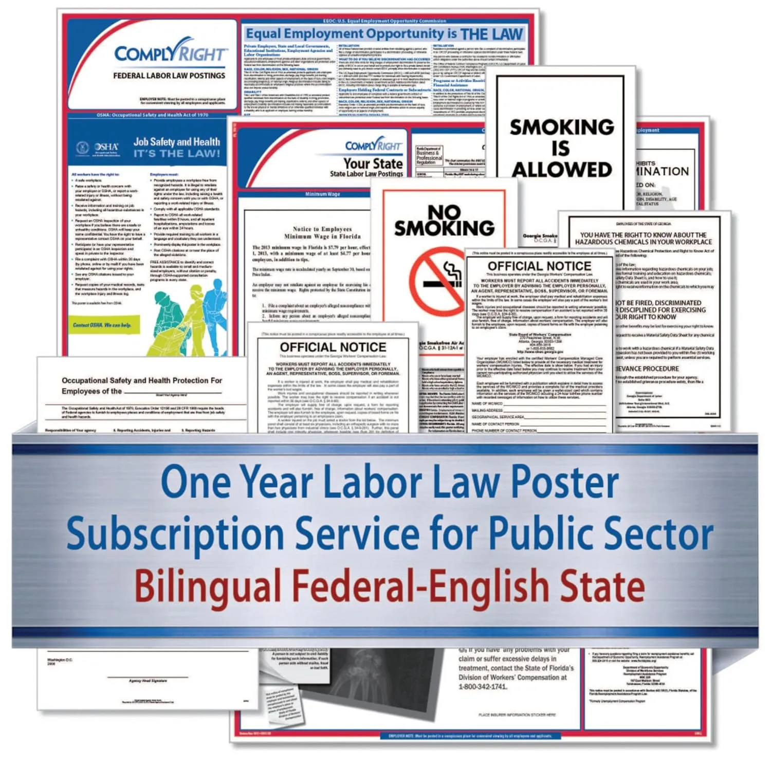ComplyRight Federal (Bilingual), State and Public Sector (English) Labor Law 1-Year Poster Service, Iowa (U1200CBOPSECIA)