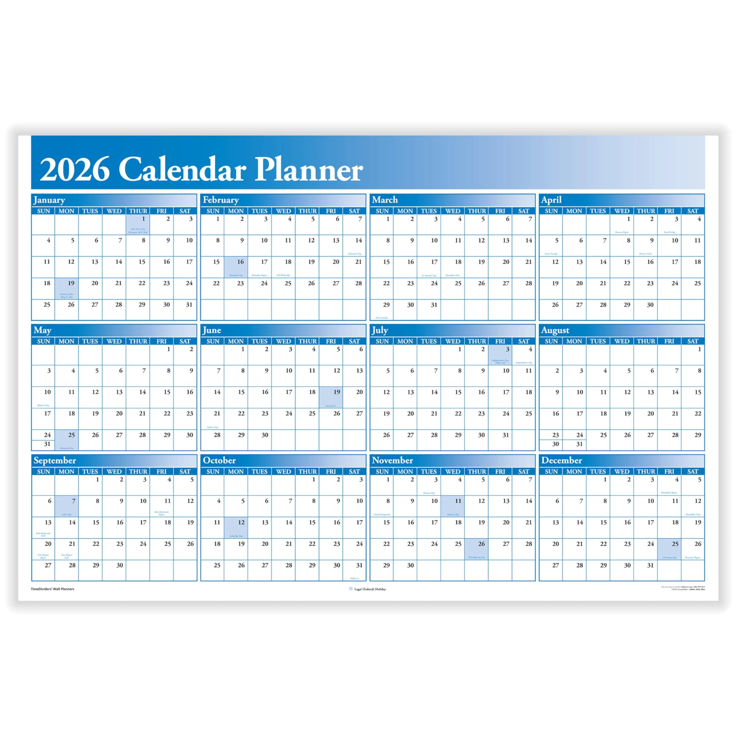 ComplyRight 2-Sided Laminated Dry-Erase Wall Calendar Planner (36 x 24)