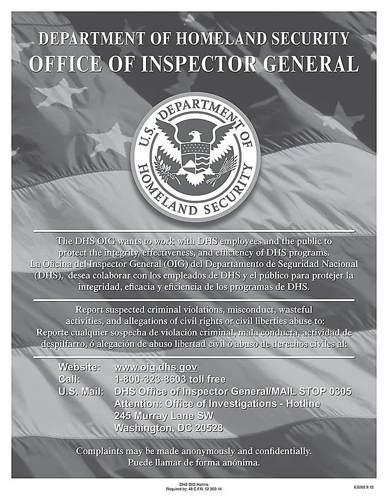 ComplyRight Department of Homeland Security Fraud Hotline Poster (E3260)