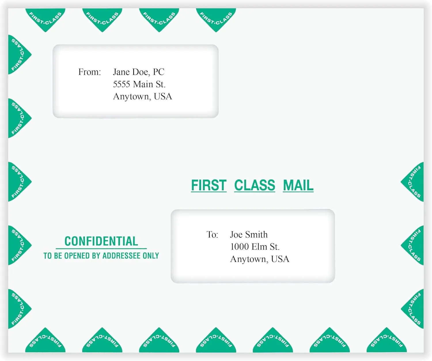 COMPLYRIGHT First Class Double-Window Tax Mailer Envelopes