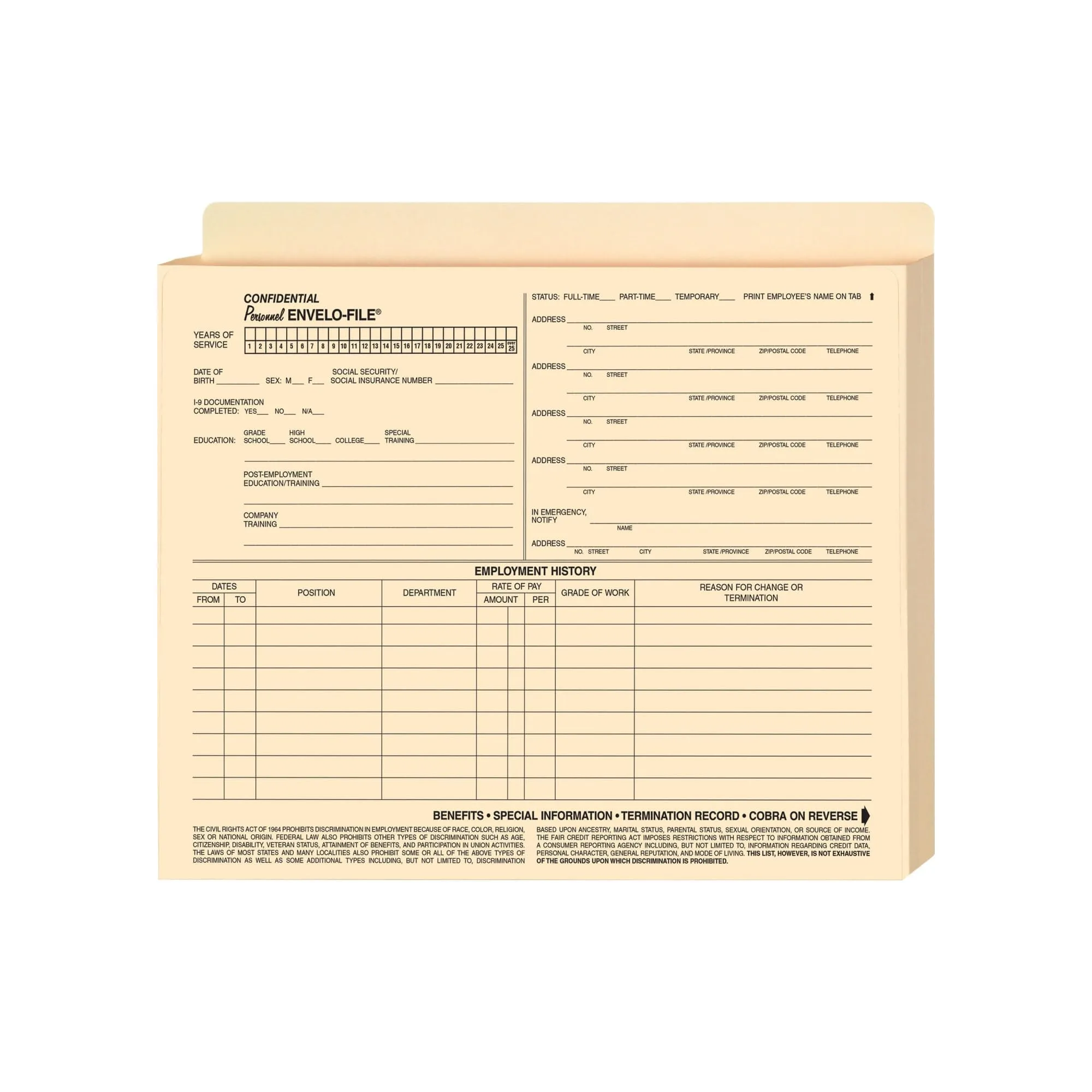 ComplyRight Expandable Personnel Envelo-Files, 11 3/4in x 9 1/2in x 1 1/2in, Pack Of 25