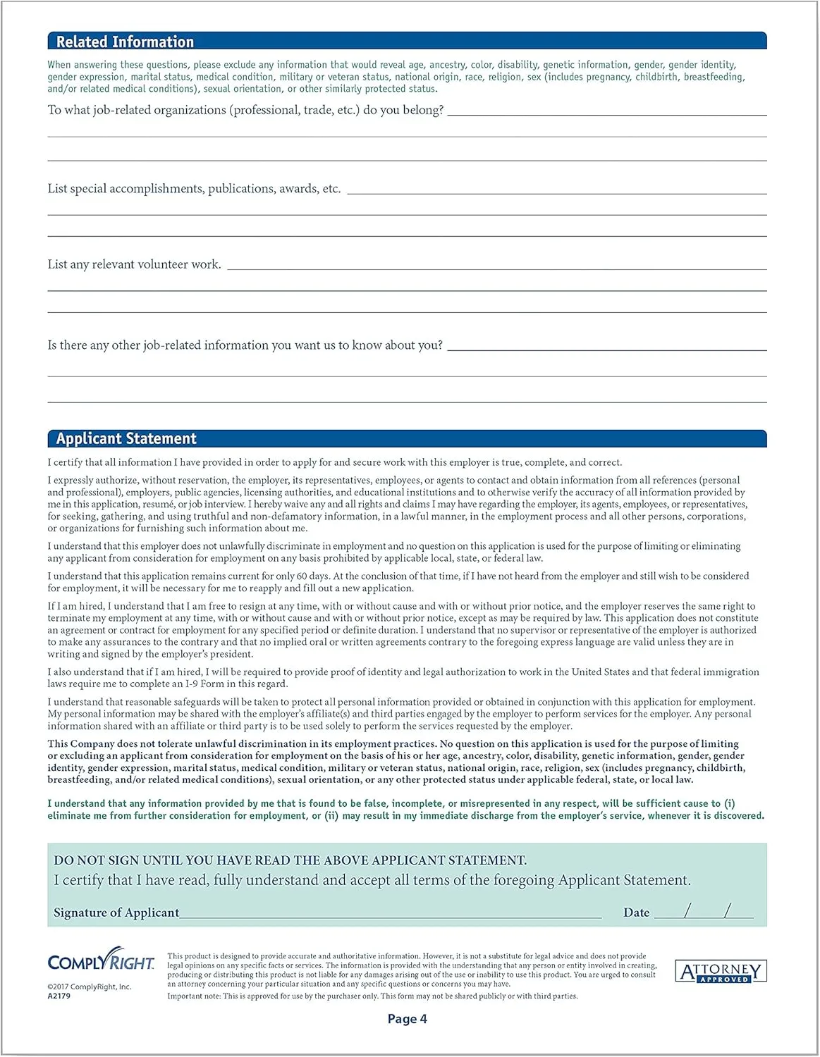 ComplyRight State-Specific Job Applications, Oregon, 8-1/2in x 11in, White, Pack Of 50