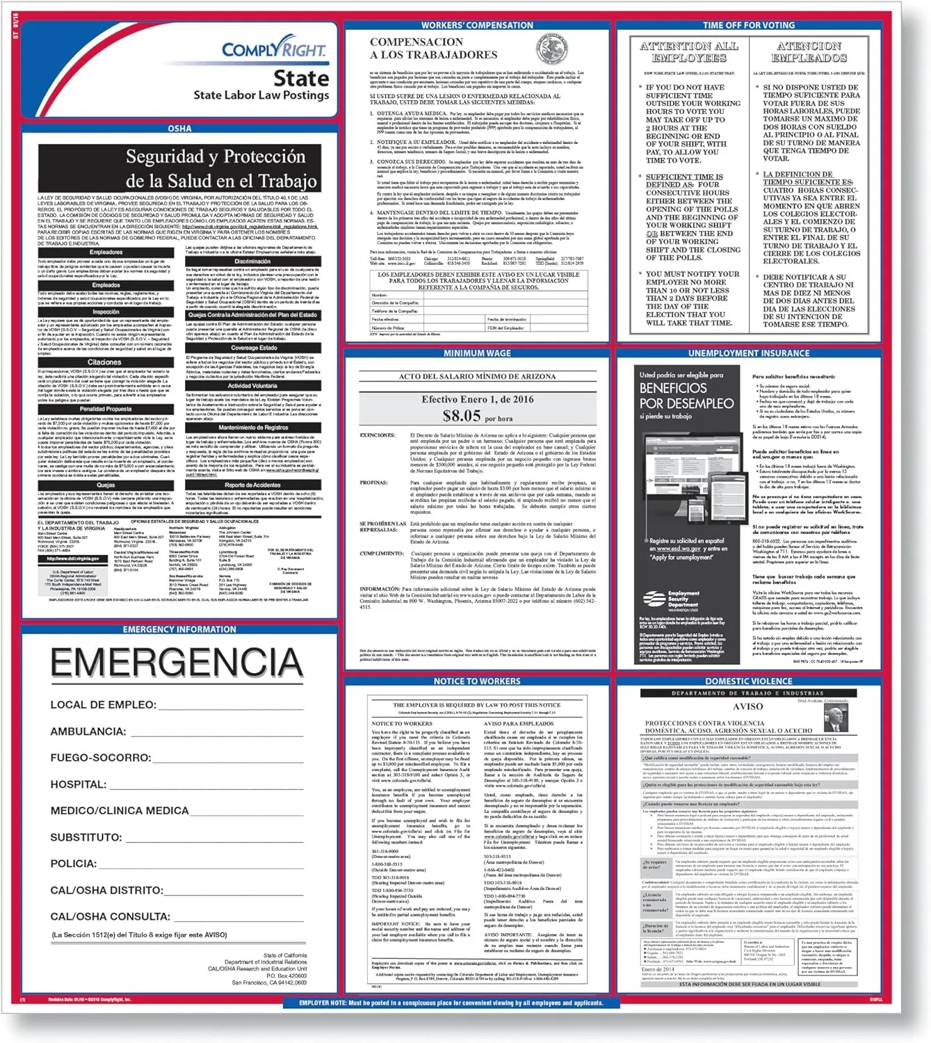 ComplyRight State Labor Law Poster, Pennsylvania, Spanish, 24in x 30in