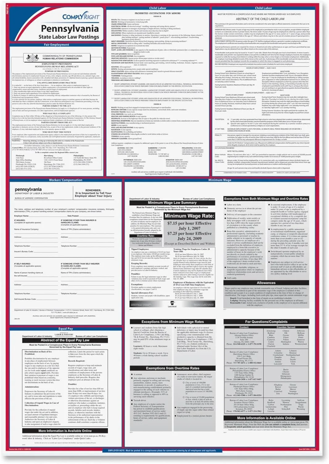 ComplyRight State Labor Law Poster, English, Pennsylvania