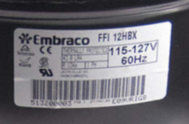 Compresor Embraco 1/3hp R-134A,115V - FFI110HBX