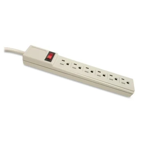 Compucessory 6-Outlet Power Strip, 15 ft Cord, Gray