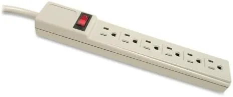 Compucessory 6-Outlet Power Strip, 15 ft Cord, Gray