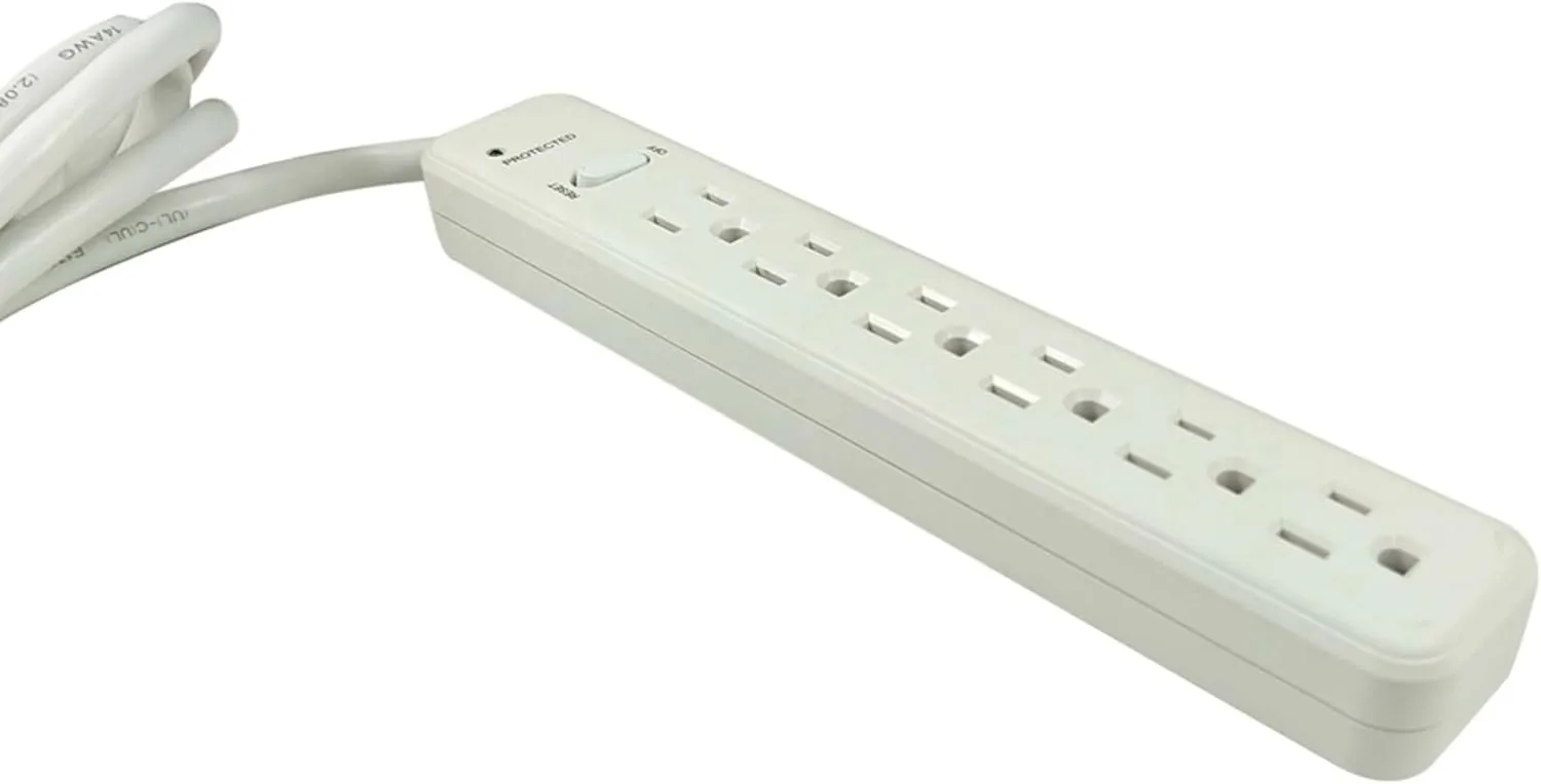 Compucessory 6-Outlet Power Strip, 6ft Cord, Putty