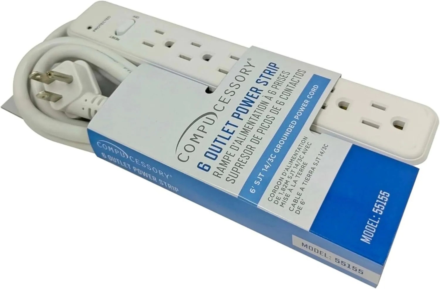 Compucessory 6-Outlet Power Strip, 6ft Cord, Putty