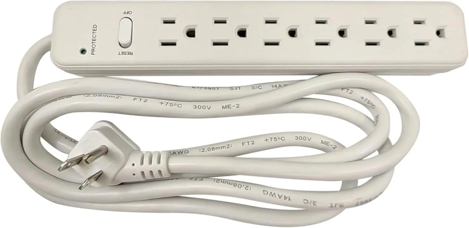 Compucessory 6-Outlet Power Strip, 6ft Cord, Putty
