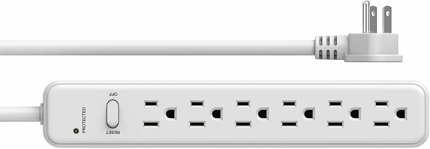 Compucessory 6-Outlet Power Strip, 6ft Cord, Putty