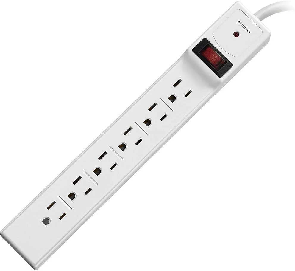 Compucessory 6-Outlet Power Strip, 6ft Cord, Putty