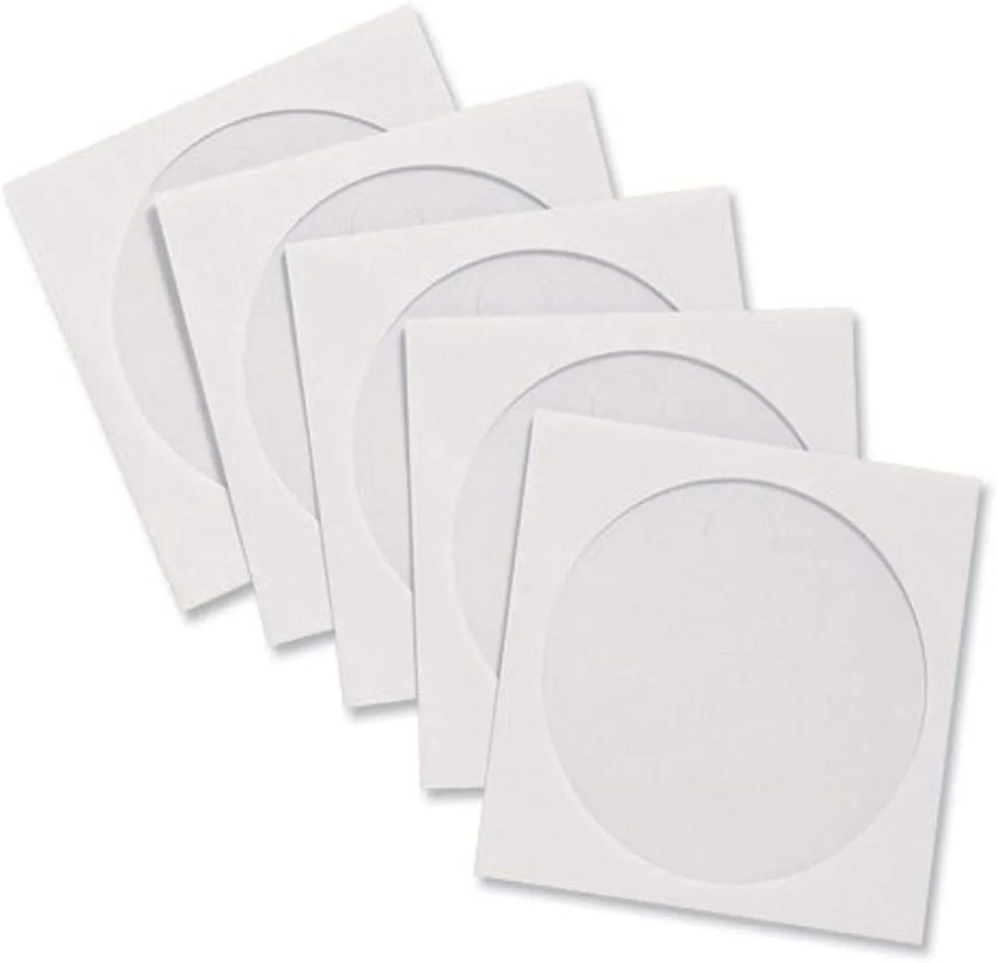 Compucessory CD/DVD White Window Envelopes - CD/DVD - 5in Width x 5in Length - 100 / Box - White