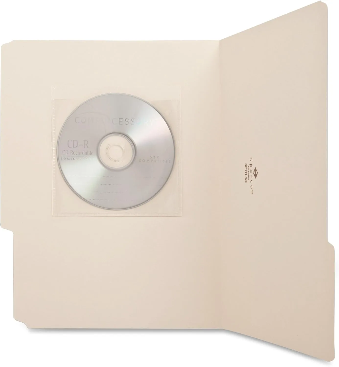 Compucessory Self-Adhesive Poly CD/DVD Holders - 1 x CD/DVD Capacity - White - Polypropylene - 50 / Pack