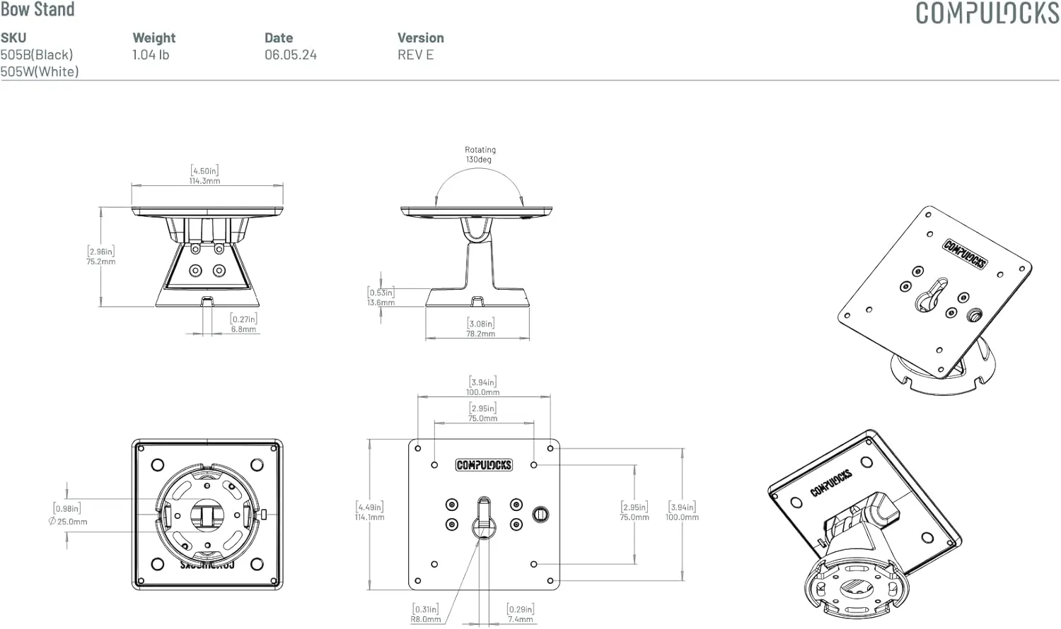 Compulocks Bow VESA Tilting Wall Mount for Screens up to 27 inches
