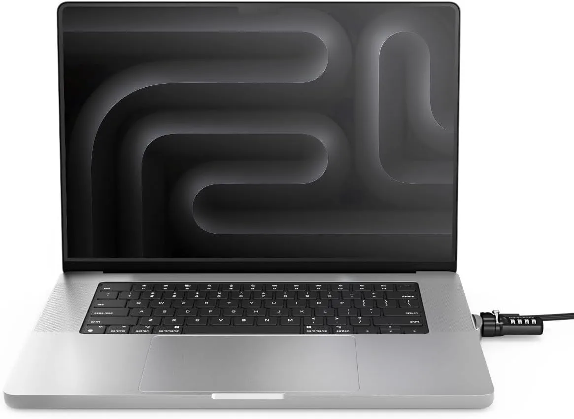 Compulocks Ledge Lock Adapter for MacBook Pro 16" M1, M2, M3, & M4 with Combination Cable Lock Silver