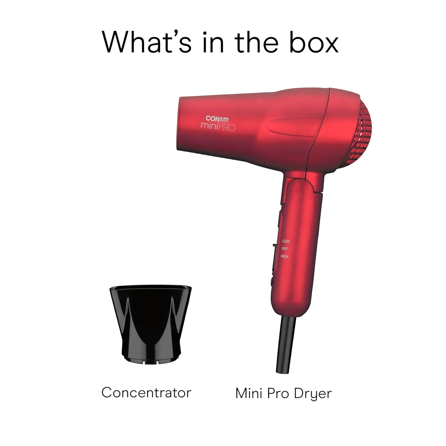 Conair Mini Pro Travel Hair Dryer with Folding Handle - 1200W Tourmaline Ceramic (Red)