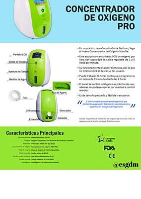Concentrador de Oxígeno Pro Concentrador de Oxígeno Pro