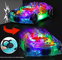 3D Gear Simulation Baby Car Toy with Music, Lights & 360° Rotation – Transparent Mechanical Car
