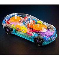 3D Gear Simulation Baby Car Toy with Music, Lights & 360° Rotation – Transparent Mechanical Car