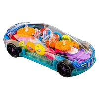 3D Gear Simulation Baby Car Toy with Music, Lights & 360° Rotation – Transparent Mechanical Car
