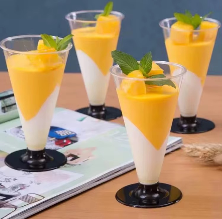 180ML ACRYLIC CONE SHAPE DESSERT CUP WITH BLACK BASE