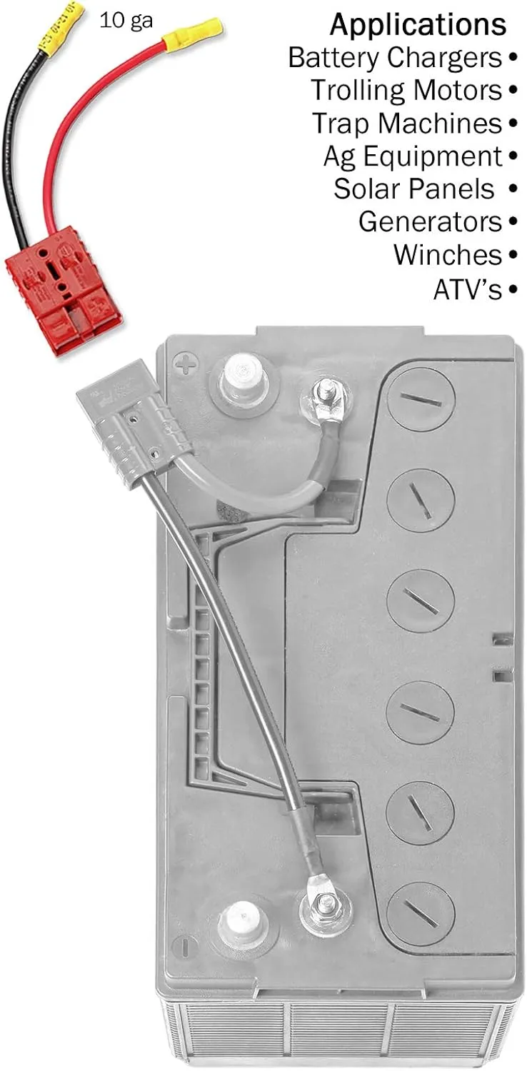 12V Single 10 AWG Connector Kit RCE12VB10 | Quick Connect Wire Connectors for Trolling Motors, Battery Chargers