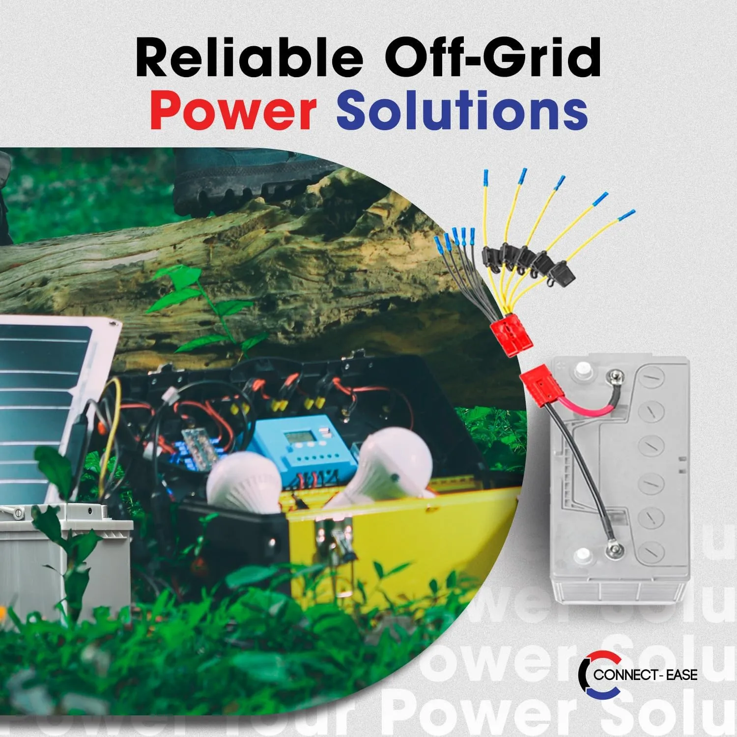 12V Battery Connector Kit CE12VB5FK | Easy 5-Lead Fused System for Any Marine Electronics | Power Depth Finders, GPS Units