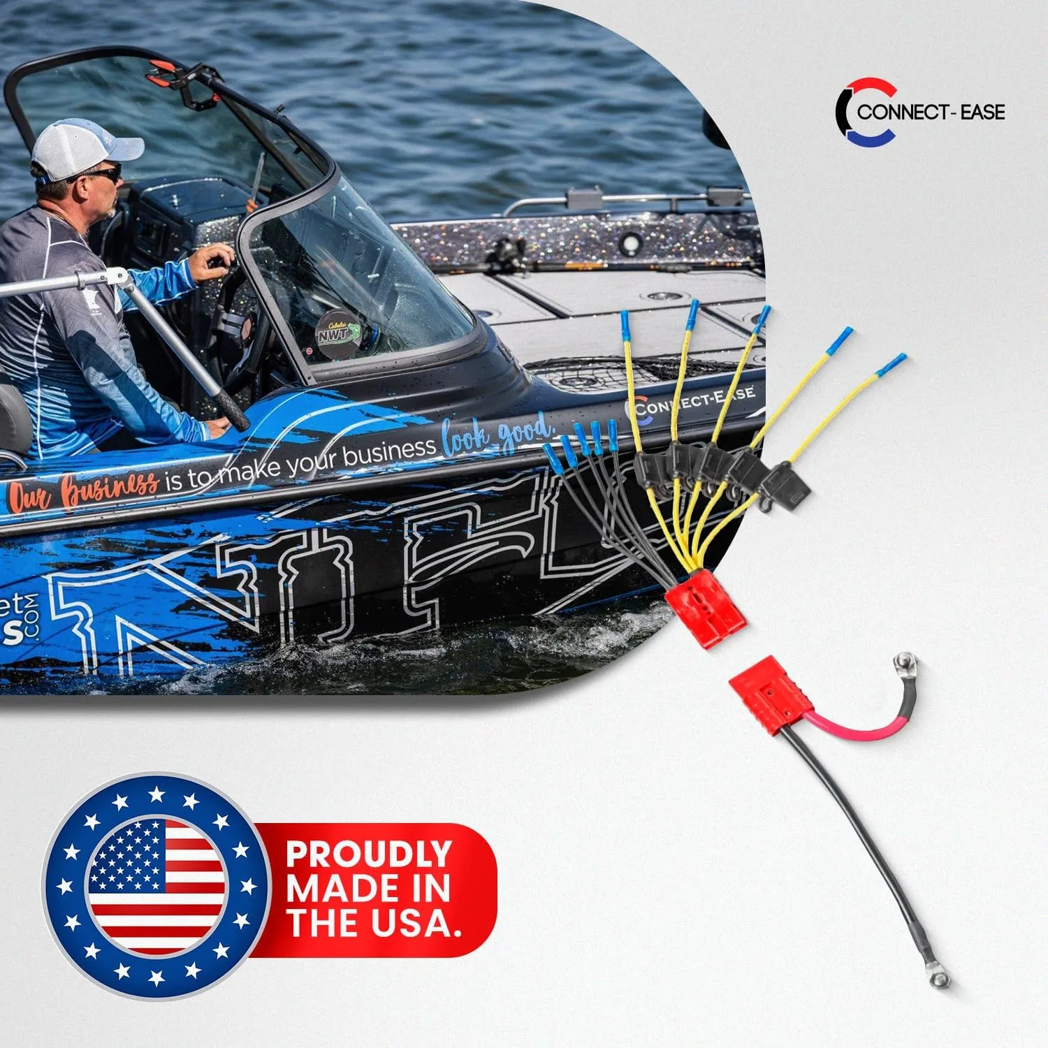 12V Battery Connector Kit CE12VB5FK | Easy 5-Lead Fused System for Any Marine Electronics | Power Depth Finders, GPS Units