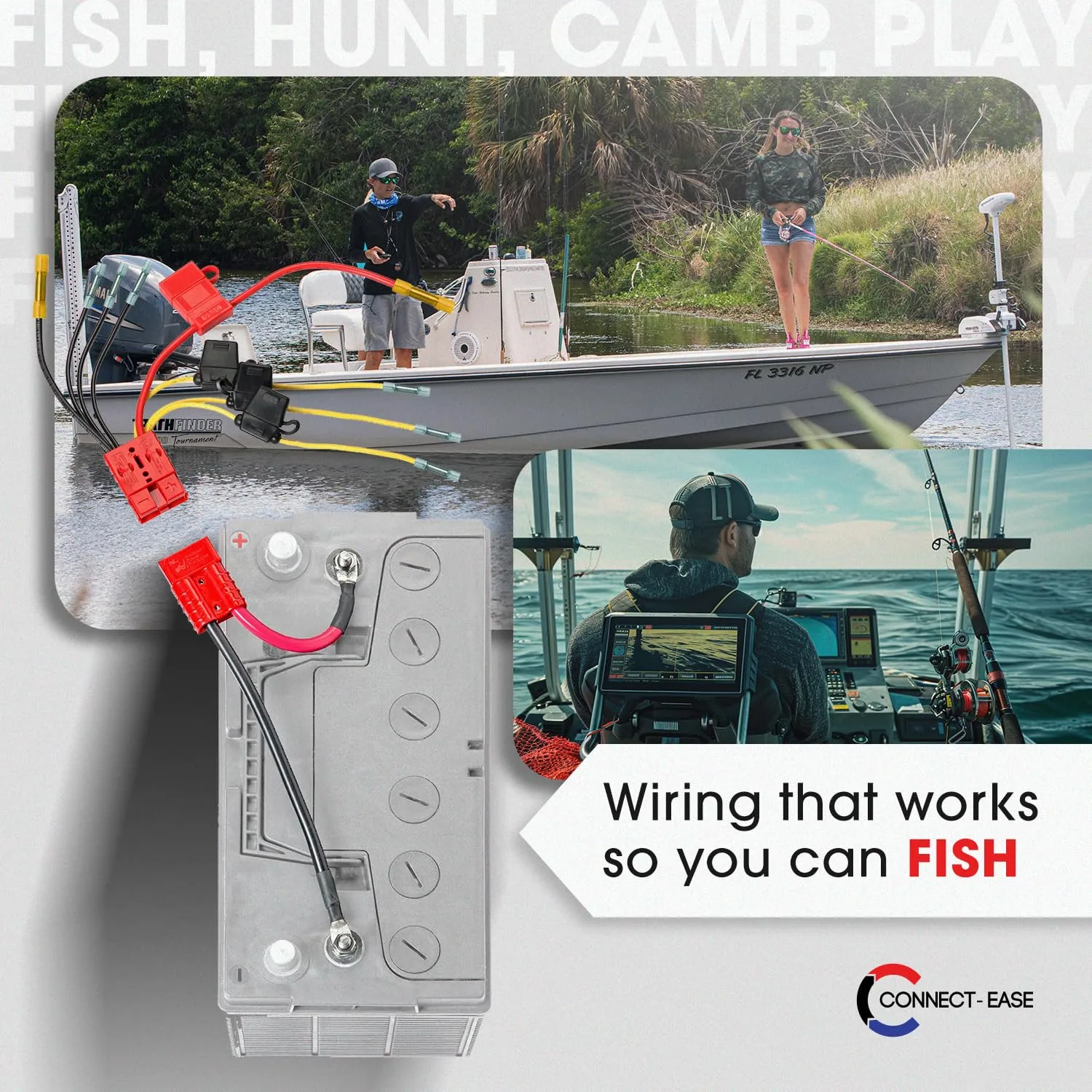 12V Multi-4 Fused Connection Kit RCE12VB4FK | Perfect for Battery Charger, Depth Finders, Bilge Pumps