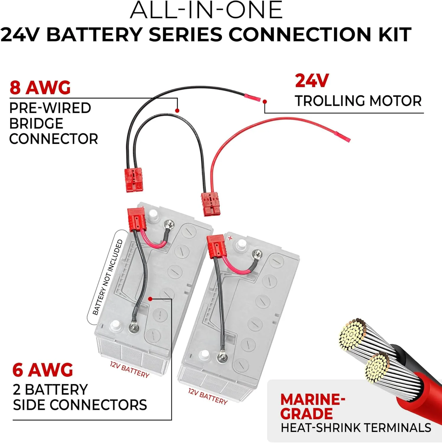 RCE24VBK 24-Volt Trolling Motor Connection Kit with On-Board Charging