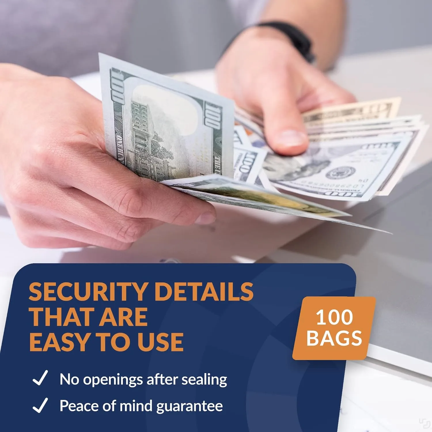 ControlTek SafeLok 9" x 12", White, 100 Bags, Tamper-Evident Deposit Bags for Cash Handling & Valuables