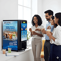 Modern Atlantis cold beverage vending unit with digital display controls. Modern Atlantis cold beverage vending unit with digital display controls.