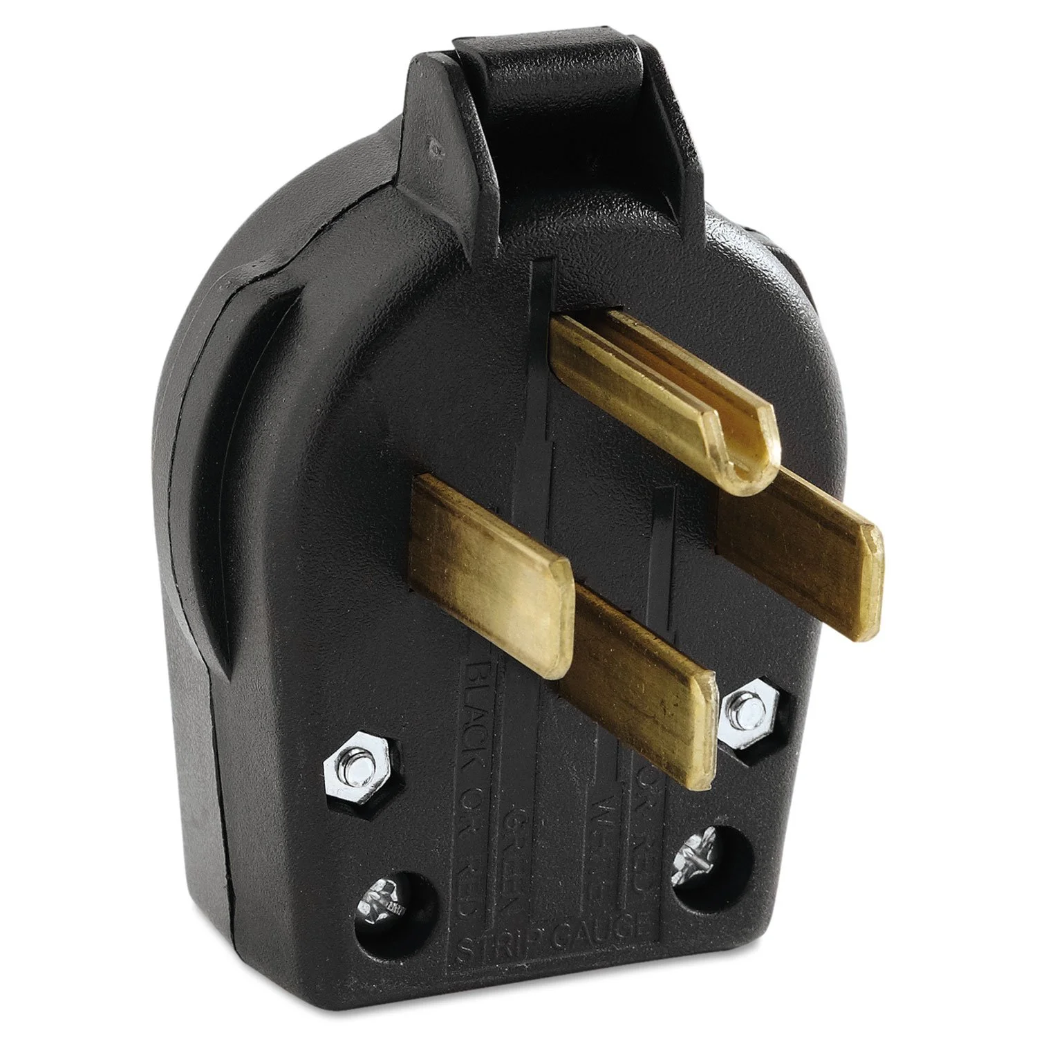 Cooper Wiring Devices S21-SP Angle Grounding Plug, Straight Blade, 14-30P & 14-50P, Black