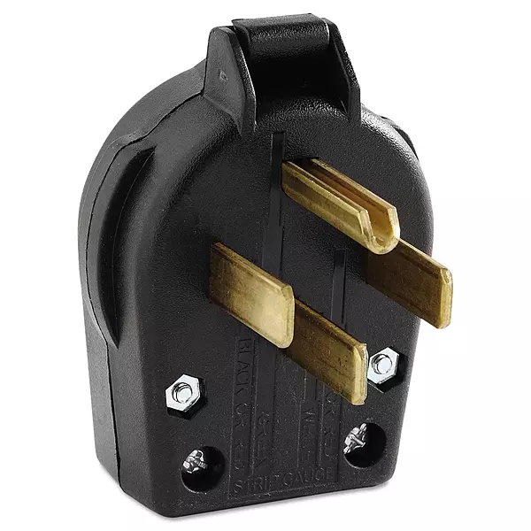 Cooper Wiring Devices S21-SP Angle Grounding Plug, Straight Blade, 14-30P & 14-50P, Black