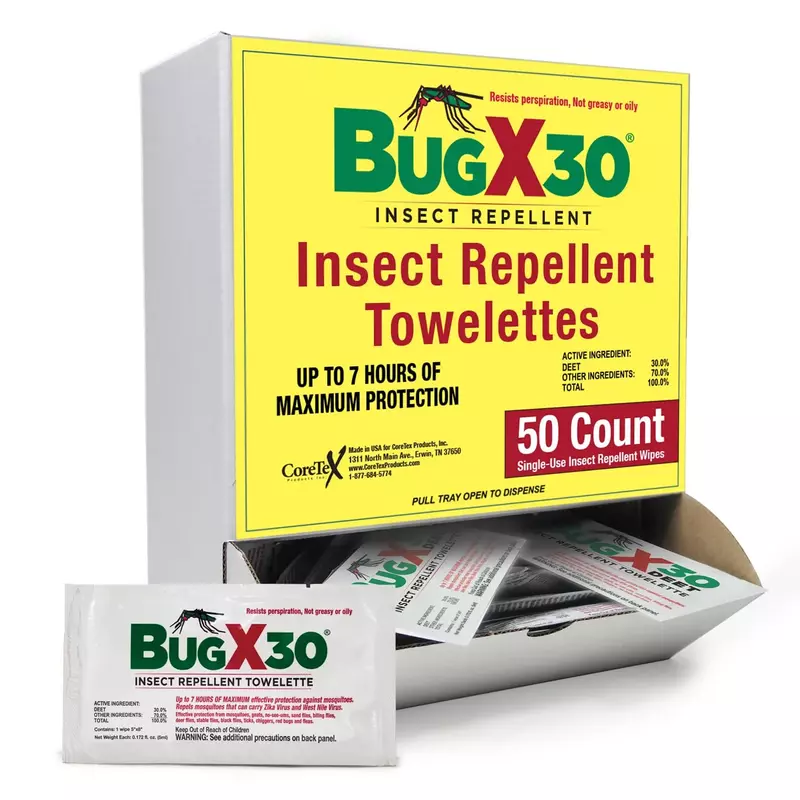 CoreTex Bug X 30 Mosquito, Tick, & Insect Repellent Wipes with 30% DEET