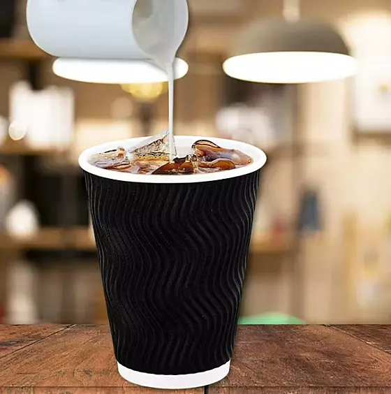 Vaso Corrugado NEGRO para Cafe 12oz