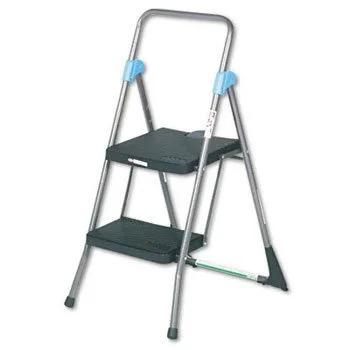 Cosco Steel 2-Step Folding Step Stool, 300 Lb Capacity, 39 1/2in x 22 1/2in x 24 3/4in, Gray