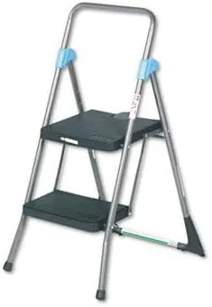 Cosco Steel 2-Step Folding Step Stool, 300 Lb Capacity, 39 1/2in x 22 1/2in x 24 3/4in, Gray