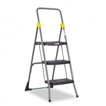 COSCO Commercial 3-Step Folding Step Stool, 52-3/16 in, Gray/Orange